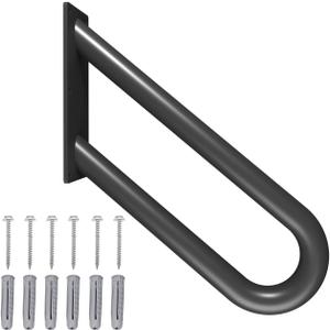 Handrails for Exterior Interior Steps Wall Mount with Matte Black Finished Stair Handrails for Kids Elderly Pregnant Women Disabled Stairway Railing Doorways Courtyard with Hardware 20 INCH