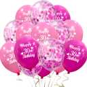 JONHAMWELBOR Happy 30th Birthday Balloon (30pcs 12inch) Hot Pink and Pink Latex Inflatable Confetti Anniversary Party Helium Balloons Decorations Supplies for 30 Year Old Women,Her,Daughter,Sister
