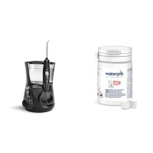 Waterpik Aquarius Water Flosser with 10 Settings, 7 Tips, ADA Accepted Black WP-662 Bundle with Waterpik Fresh Mint Whitening Refill Tablets 30 Count WT-30