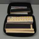 Rummy Cube 8 Player Edition with 8 Wooden Racks/Trays, 214 Large Numbers Rummy Tiles 6-8 Players Set with Zippered Case, Rummy Travel Game Set with 8 Tiles Holders for Family Adults Kids