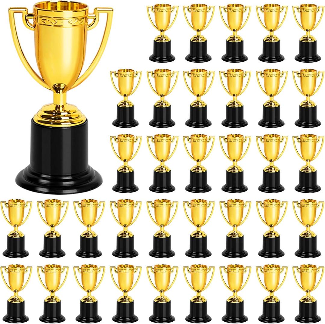 ZZYFGH Mini Trophies, 4 Inch Mini Gold Award Trophy Cup, Plastic Gold Award Trophy Cups, Golden Award Trophy Cups Set for Sports, Party Favors, Tournaments, Competitions (36 Pack)
