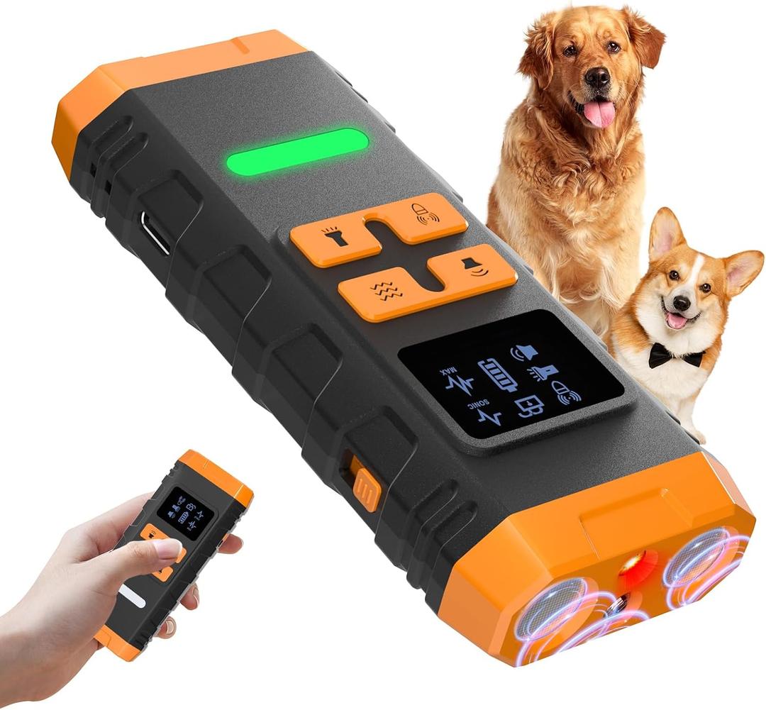 Dog Bark Deterrent Device,2X Ultrasonic Anti Barking Device for Dogs, 50 FT Range No More Indoors Outdoors Behavior Correct Safe & Humane Rechargeable Barkshield for Dogs