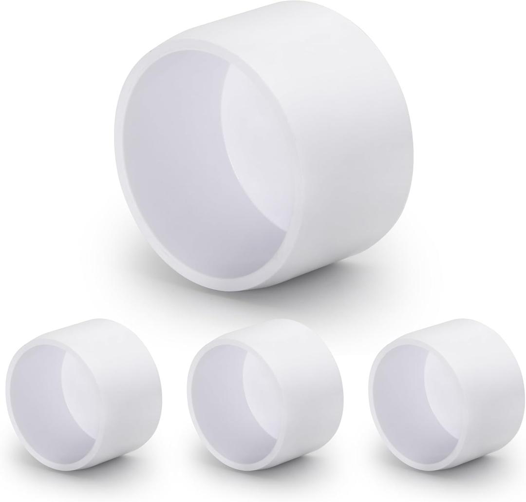 SCH40 PVC Cap 1-1/4 Inch - Fit Standard 1-1/4" SCH40 PVC Pipes (OD Approx. 1.66"), Zernmiarder Furniture Grade Pipe Caps, White Pipe Cover Fittings for Plumbing, DIY, Garden & Furniture - 4 Pcs