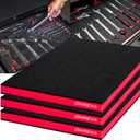 ONREVA Tool Box Foam 16x12x1 inch 3Pack, Foam Inserts for Cases, Polyethylene Storage Sheets for Toolbox Hard Case, Tool Shadow Insert, Kaizen Organizer Sheet, Black with Red