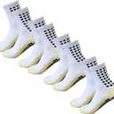 Yufree 4 Pairs Mens Grip Soccer Socks Non Slip Grippy Women Socks for Football Basketball Sports (One Size)