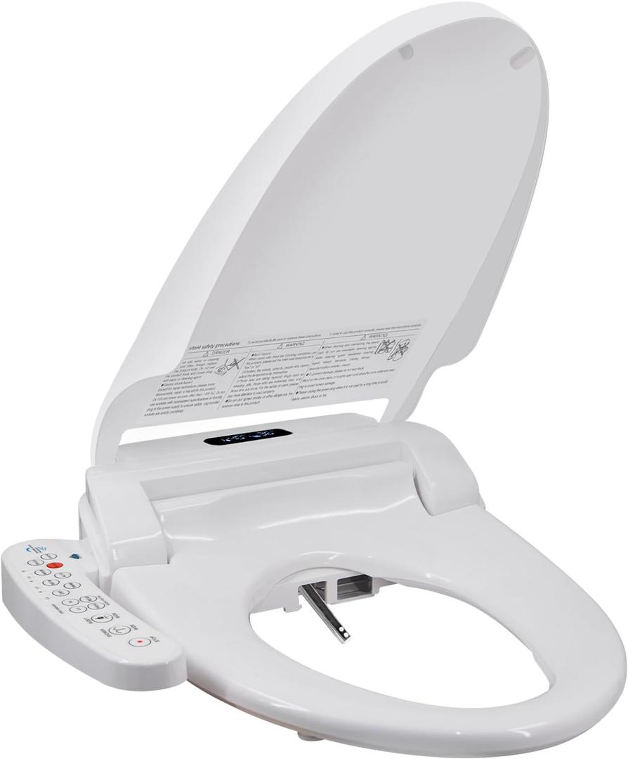 Bidet Toilet Seat Electric Warm Water Bidet with Warm Air Drying, Heated Seat Bidets with Self-cleaning Nozzle Temperature Adjustable White (Round)