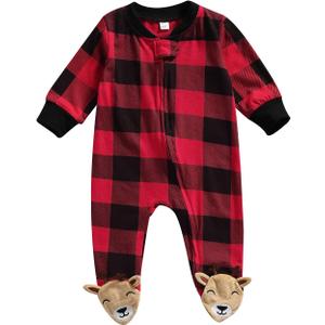 Kuriozud Newborn Baby Girl Boy Footie Romper One Piece Jumpsuit Sleeper Infant Clothes (6-9 Months)