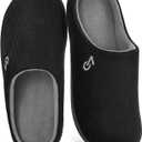 VeraCosy Men's Two-Tone Memory Foam House Slippers Indoor Outdoor Durable Rubber Sole