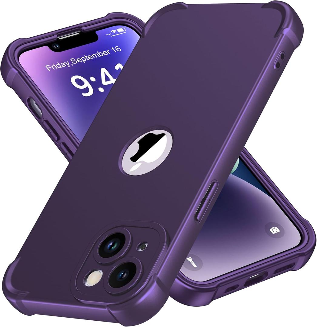 ORETECH for iPhone 14 Case, with [2 x Screen Protectors] [15 Ft Military Grade Drop Test] [Camera Protection] 360 Shockproof Slim Thin Phone Case for iPhone 14 Cover 6.1"- Purple