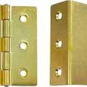 QCAA Heavy Duty 3 Fold Retro Chest Hinge, Half Surface for Chest, Cabinet, Furniture, 3" x 1.8mm, Brass Plated, Made in Taiwan, 2 Pack