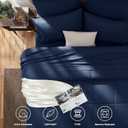 CozyLux Queen Comforter Set Navy Blue, 7 Pieces Bed in a Bag, Blue Comforter Queen Size, All Season Bedding Sets with Stitch Quilted Comforter, Flat Sheet, Fitted Sheet, Pillowcases