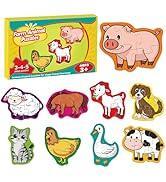 Quilinz 9 Packs Large Piece Jigsaw Puzzles for Toddlers 13,Kids Wild Animal Puzzle Ages 35,Baby Farm Dinosaur Puzzle,Preschool Educational Montessori Toys for 3 Year Old,Kindergarten Matching Puzzle , Pack of 2