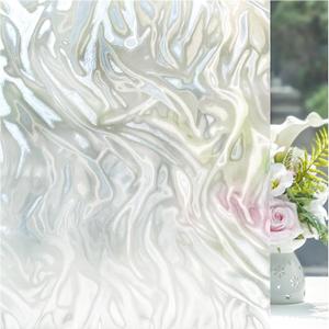 Frosted Glass Window Privacy Film with Ripple Texture, Decorative Static Cling Removable Covering, UV Blocking Frosting Film for Home Office Bedroom Door, Clear, 17.5 x 78.7 Inches