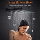 16 Inch Square Rain Shower Head, 304 Stainless Steel, Ultra Thin High Pressure Bathroom Rainfall Showerhead (Matte Black) (324 Jets)