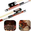 AMZZ Professional 4/4 Full Size Violin Bow - Brazilwood with Ebony Frog & White Horsehair for Adults and Student (4 4 Violin Bow Size)