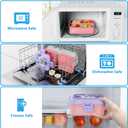 Freshmage Bento Box, Double-Layer Lunch Box Container with 3 Compartments, Large Capacity, Leakproof and BPA Free Bento Lunch Box, Durable, Drop-Proof, Dishwasher and Microwave Safe, Pink