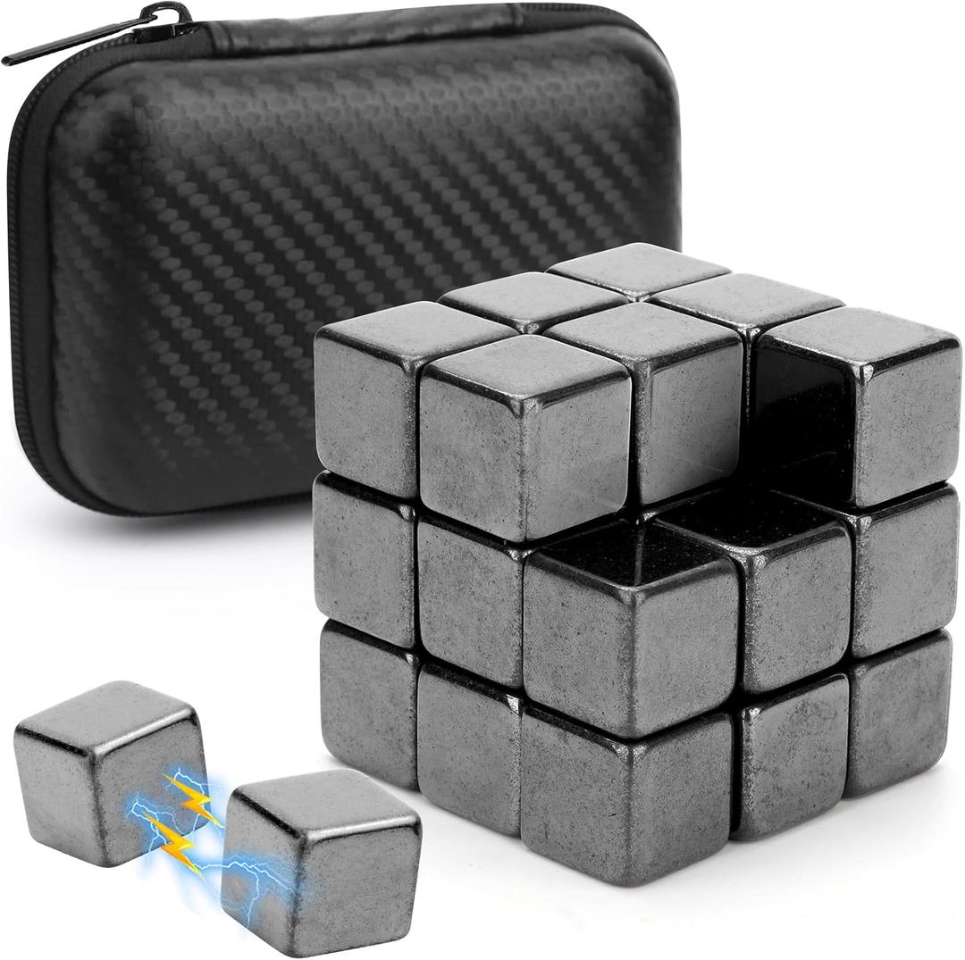 Fidget Balls Magnet Toy for Adults, Square Black Magnetic Stones, Magnet Hand Roller, Magnetic Rocks for Office, Cool Magnetic Gadget Sciencce Kit, Age 15+ (28PCS)