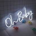 Oh Baby Neon Sign Cool White LED Neon Light 21.7x10 Inch USB Powered Neon Letter Sign for Baby Shower Boy Girl Nursery Wall Decor Photo Backdrop Birthday Party Decoration Lighted Neon Signs