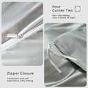 HOdo Home Satin Duvet Cover King Size, 3 Piece Silk Like Comforter Cover, Ultra Soft and Breathable Bedding Set with Zipper Closure & Corner TiesGrey