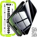 Esanik [2+2 Pack for iPhone 15 Pro Max Privacy Screen Protector  Anti-Spy Tempered Glass & Camera Lens Cover, Military-Grade 9H Hardness, Anti-Scratch, Flawless Fit Tray