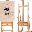 DJAR H-Frame Easel for Painting, Height & Tilt, Extra Large Adjustable Solid Beechwood Art Easel for Artists, Hold Canvas up to 82", Movable with 4 Silent Locking Wheels, Natural