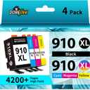910XL Ink Cartridges Replacement for HP 910XL Ink Cartridges Combo Pack for HP 910 Ink Black and Color Cartridges Work for HP OfficeJet Pro 8020 8010 8025 8028 8034 8015 Printers 4 Pack