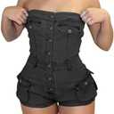 Kwunbwa Denim Shorts Jumpsuit for Women, Summer Cargo Casual Pockets One Piece Strapless Romper Jean Overalls Shorts, XL