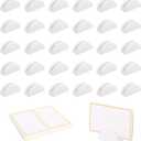30pcs Wooden Table Number Holders, Semicircular Wood Table Number Stands with 60 Place Cards Photo Menu Tag Holder Support for Wedding Restaurant Banquet Birthday Party (White)