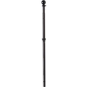 Evergreen Flag Telescoping 5ft Metal Flag Pole | Incl Two Tangle-Free Ring Clips | Black | Wall Mounted for Home Garden Outdoor | House and 3'x5' American Flags with Pole Sleeve or Grommets