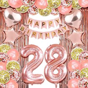 28th birthday decorations for her happy 28th birthday decorations for women 28 birthday decorations for women 28 year old girl birthday decorations Rose Gold twenty eight birthday Party Decor