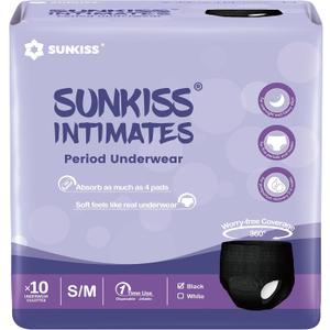 Disposable Period Underwear for Women with Heavy Flow, Low-Rise Unscented Postpartum Essentials, Black, Small/Medium, 10 Count