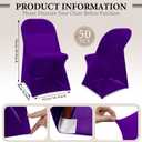 Newwiee 50 Pcs Spandex Chair Covers Bulk - Stretch Folding Flat Front Fitted Universal Chair Protector Pack Removable Washable for Wedding Party Dining Banquet Event (Purple)