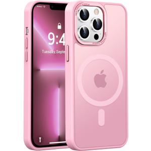 Newfuture Designed for iPhone 13 Pro Max Case with Magnetic [13 FT Military Drop Protection] [Compatible with Magsafe] Slim Translucent Matte Shockproof with Anti-Fingerprint Phone Case, Chalk Pink