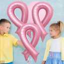 4 x Breast Cancer Pink Ribbon Balloons Ribbon Shaped Foil Balloon Breast Cancer Awareness Aluminum Balloons Set for Party Decoration Fundraising Event Supplies 3PCS
