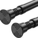 Small Tension Rods 2pack 16-38Inch Black Tension Curtain Rod Spring Rod Adjustable Curtain Rods No Drilling for Windows Short Tension Rods for Doorway,Closet,Window