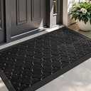 LUMI Indoor Door Mat, Absorbent Non-Slip Thin Doormat, Washable Door Mats, Woven Pattern Inside Floor Mat, Ideal for Entryway, Front Door, Home Decor, 32"x48", Woven Grey
