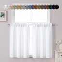 Chyhomenyc Light Filtering Short Curtains 36 Inch Length, Small Kitchen Curtain Tiers Over Sink, Half Window Cafe Curtain Tier for Bathroom Basement Cabinet Camper, 2 PCS, Each 30" Wx36 L, Pure White