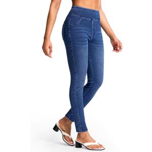 Rammus Jeggings Pull on Stretchy Jeans for Women High Waisted Skinny Jean Leggings Tummy Control Denim Pants with Pockets (Large, Medium Cat Scratch)