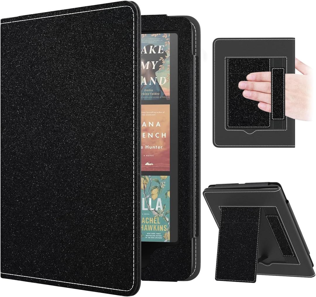 MoKo Case for 7"/6.8" Kindle Paperwhite(12th/11th Gen-2024/2021) and Kindle Colorsoft Signature Edition, Slim PU Shell Cover Case with Auto-Wake/Sleep for Kindle Paperwhite 2024, Mottled Black