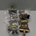 4Pcs Stocking Holders, Reindeer Pattern Metal Mantel Hooks, Anti-Slip Heavy Duty Solid Cast Iron Mantle Hangers Xmas Dcor for Fireplace Holiday Indoor Decoration