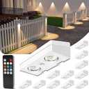 VOLISUN Solar Fence Lights with Remote Control, 50 Lumen LED Fence Lights Solar Powered, IP65 Waterproof, 10 RGB Color Long-Lasting Solar Lights for Backyard Garden Deck Patio Railing (12 Pack) (White Shell)