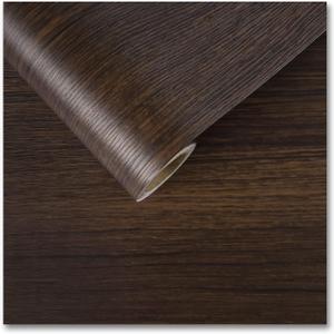 CRE8TIVE 24"x118" Thick Dark Brown Wood Peel and Stick Wallpaper Textured Dark Wood Contact Paper Waterproof Self Adhesive Removable Distressed Wood Grain Vinyl Wrap for Farmhouse Bedroom Countertops