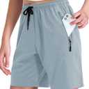 Haloumoning Girls' Hiking Cargo Shorts Quick Dry Lightweight Summer Drawstring Athletic Shorts with Zipper Pockets (8-9 Years, Blue Grey)
