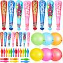 Seematn 32 Pcs Pow Inflatable Baseball Bats and Punch Balloons 18 Inch Inflatable Bat Toy Carnival Prizes Goodie Bag Stuffers for Boys Birthday Games Party Favors
