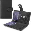 ALLIVE Passport Holder for Travel Family, Genuine Leather Passport Wallet with AirTag Slot, RFID Blocking Travel Document Organizer for Women & Men, Airport Essentials, Family Travel Gift (Black)