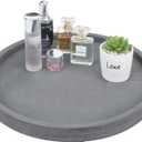 MyGift 16 Inch Round Gray Concrete Decorative Tray for Bathroom Vanity Counter, Living Room Coffee Table or Ottoman, Kitchen Countertop Decor, Candle Holder