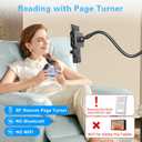 Kefotic Gooseneck Tablet Holder for Kindle Reading in Bed with Page Turner Remote, Hands Free Desk Bedside Lazy Arm Stand for Kindle Accessories, Gifts for Readers