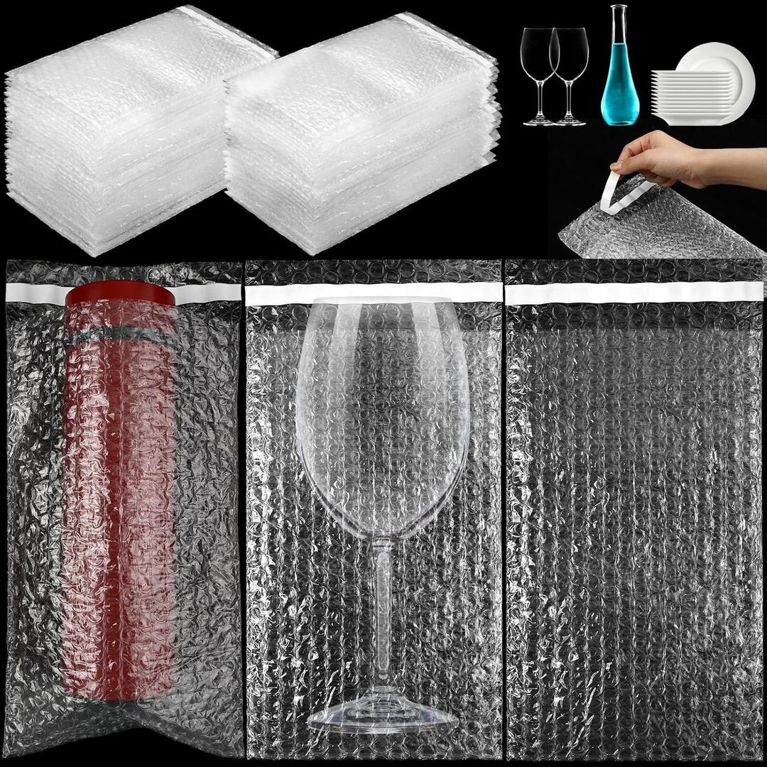Frienda 300 Pcs Clear Self Sealing Bubble Cushion Bags Double Wall Bubble Pouch Bag Plastic Shockproof Protective Packing for Small Business Moving Shipping Packaging Storage(6" x 10")