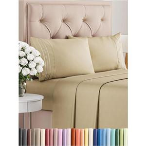 Cal King Size 4 Piece Sheet Set - Comfy Breathable & Cooling Bed Sheets Set - Hotel Luxury Bedding for Women, Men, Kids, Teens, Boys & Girls - Deep Pockets, Ultra-Soft, Wrinkle Free - Oeko-Tex 