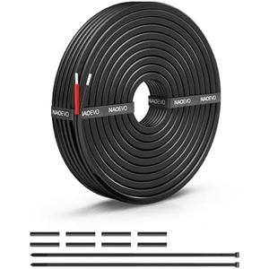 NAOEVO 16 Gauge Wire 2 Conductor Electrical Wire, 16 AWG Stranded PVC Cord, 12V Low Voltage/Tinned Copper/Flexible Cable for Automotive Wiring, Lamp Cord, Marine Cable (15FT)